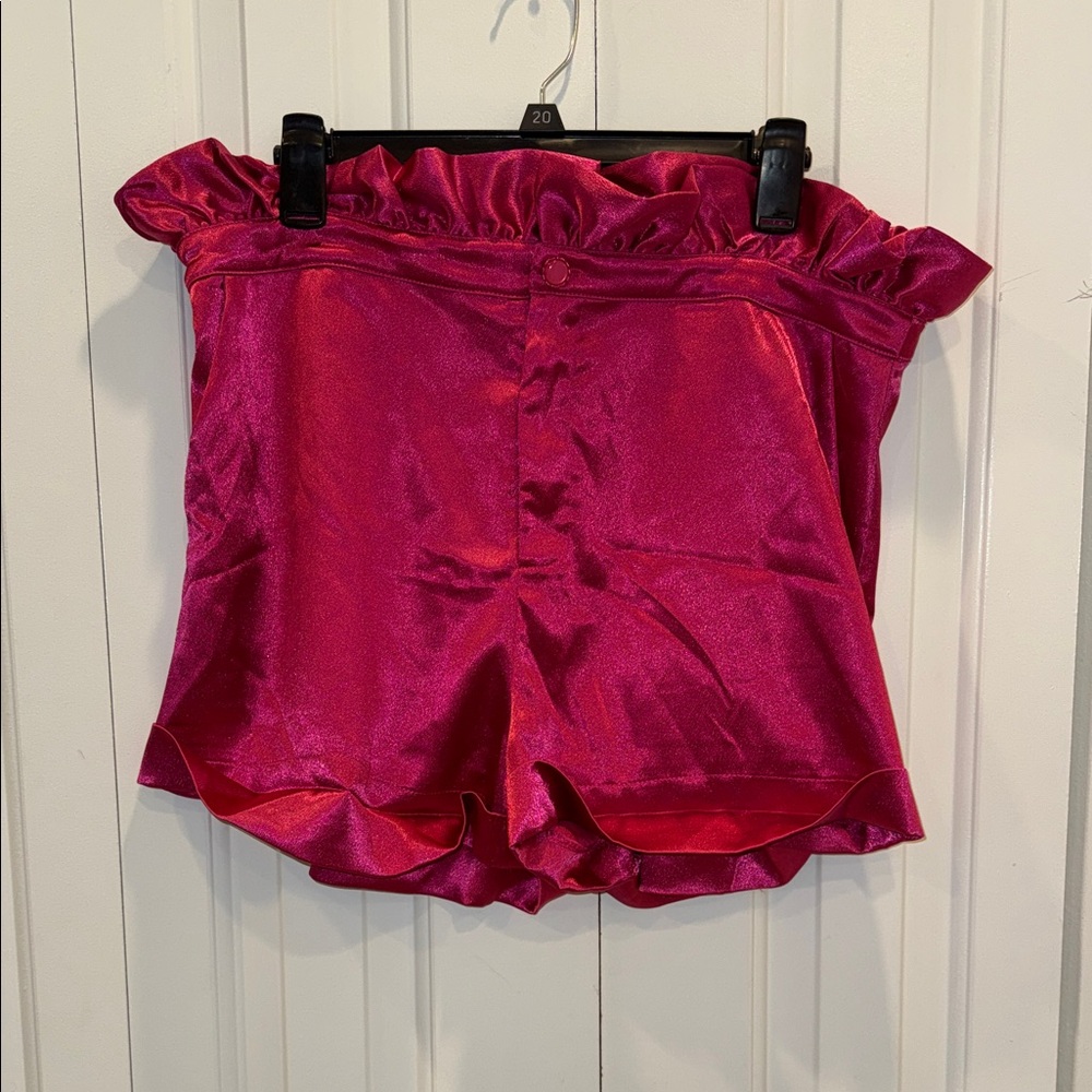 SHEIN Vibrant Pink Satin Blouse